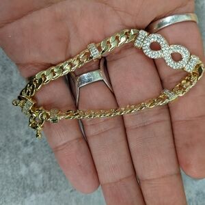 Gold Infinity Bracelet with Crystal Accents